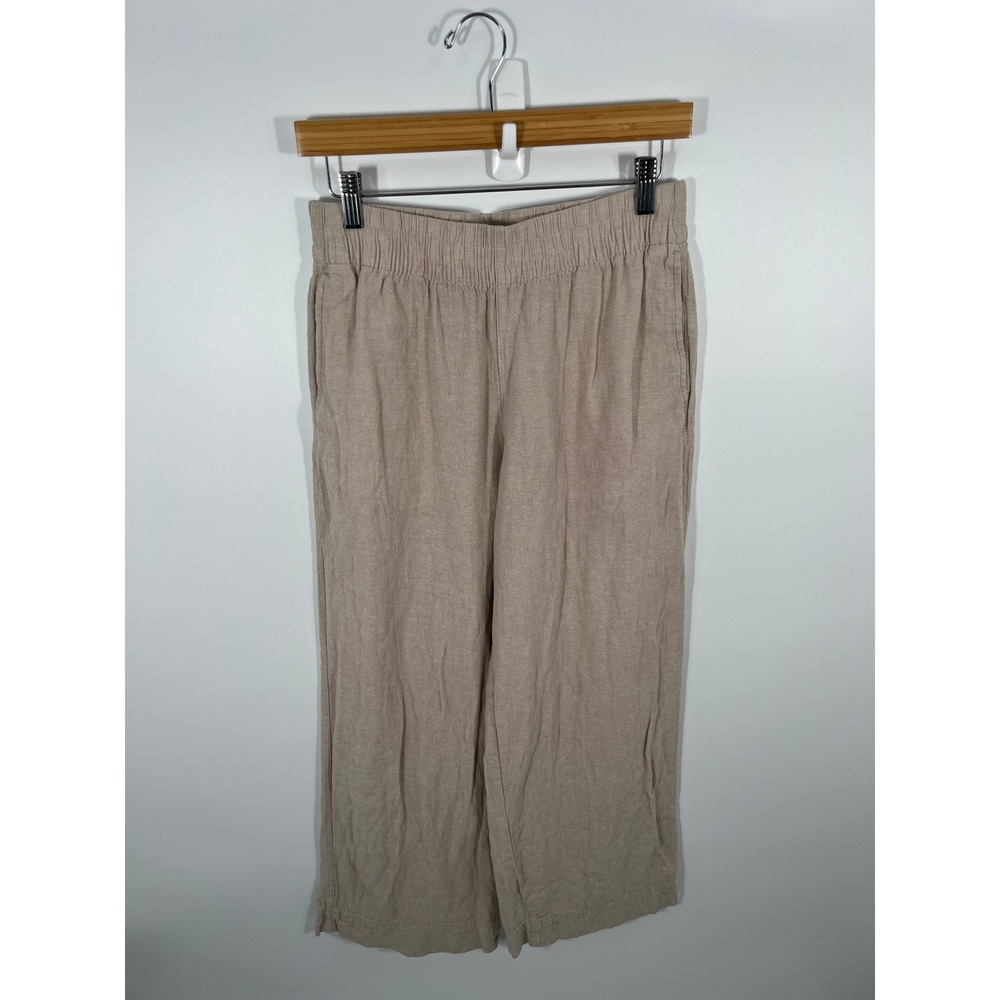 Old Navy Womens Linen Blend Pants S Beige Wide Leg Euro‎ Summer Chic Lightweight